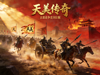电视剧'天美传奇'海报 - 古代战争场面